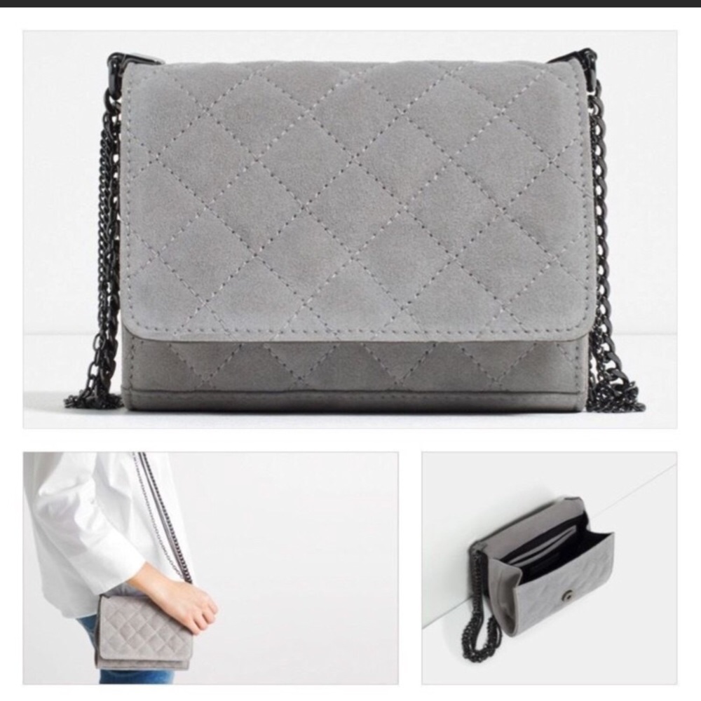 ZARA Suede Leather Crossbody Bag